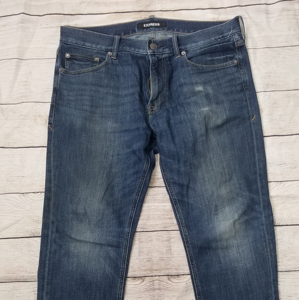 Express Men Slim Straight Medium wash stretch jeans
